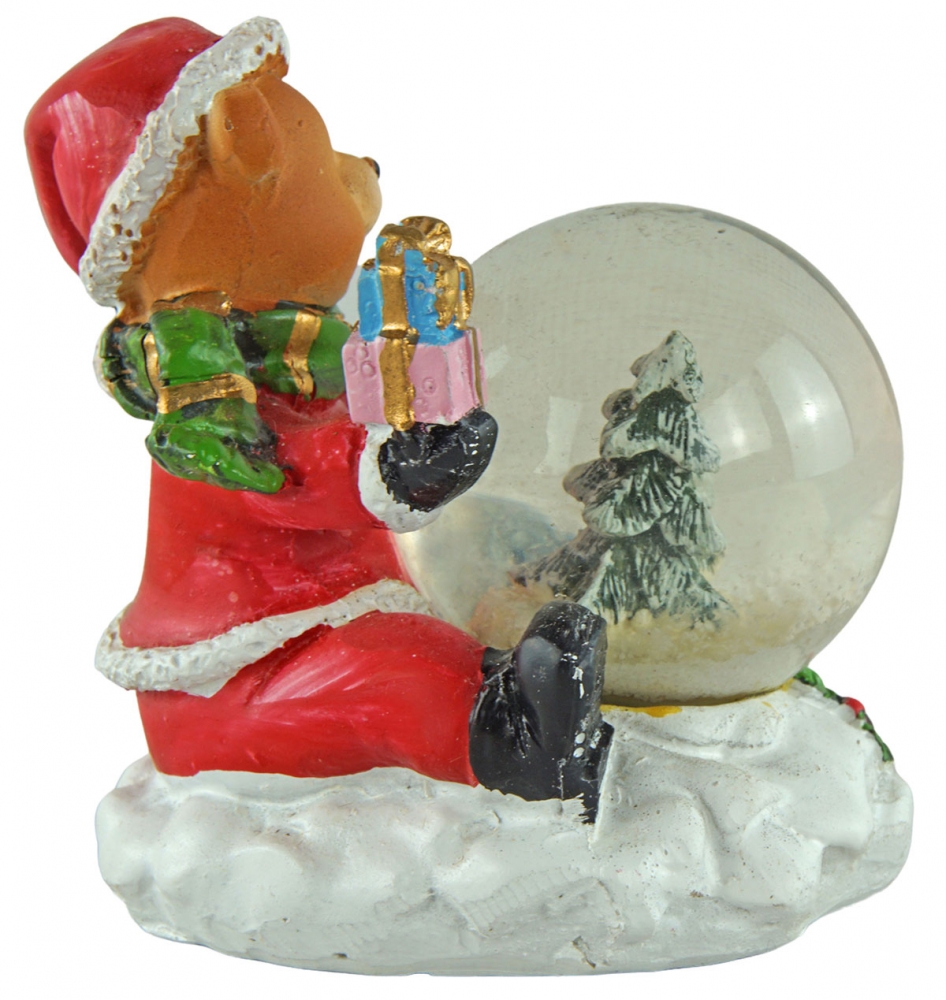 Außergewöhnliche Schneekugeln Nikolaus und Teddybär 4er Set ca. 7,5 cm - Dekoration