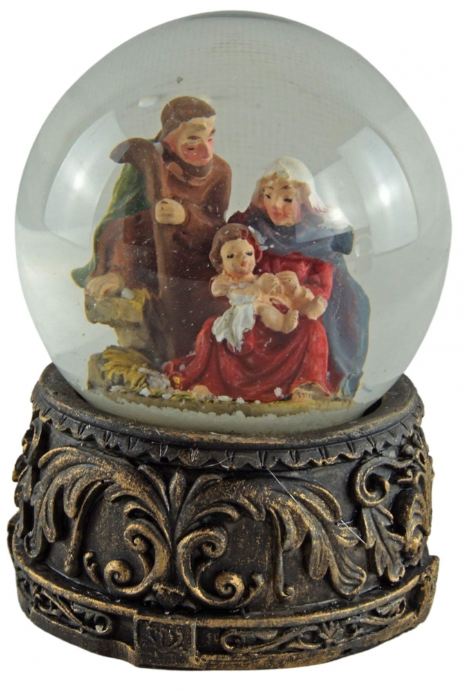 Stimmungsvolle Schneekugeln Heilige Familie groß 2er Set ca. 9 cm - Dekoration