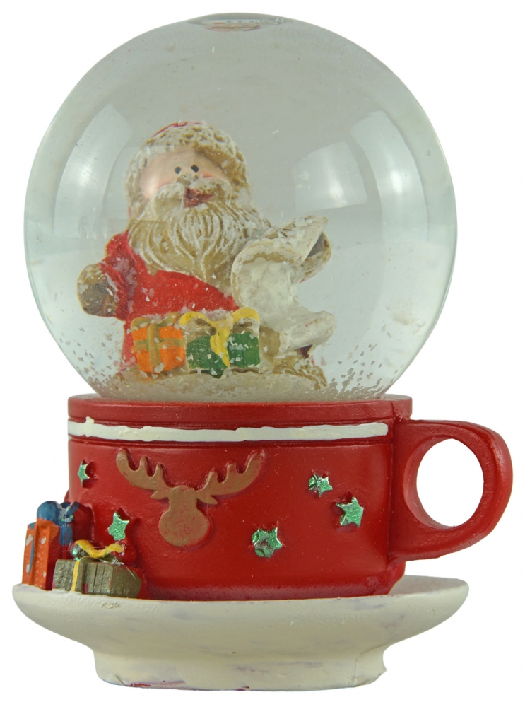 Lustige Schneekugeln Weihnachtsfiguren auf einer Tasse 3er Set ca. 7 cm - Dekoration
