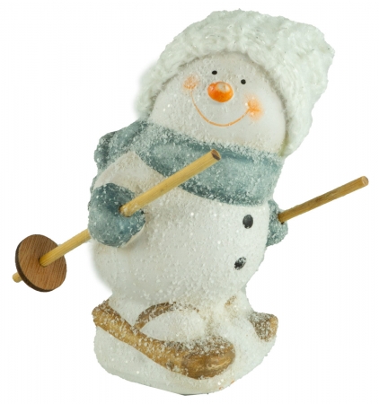 Bezaubernde Schneemänner auf Skiern 2er Set ca. 15 cm - Weihnachtsdekoration