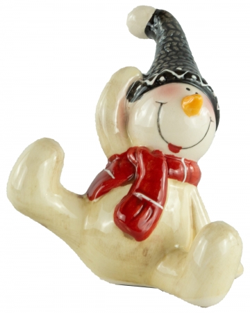 Bezaubernde sitzende Schneemänner 2er Set ca. 11 cm - Weihnachtsdekoration