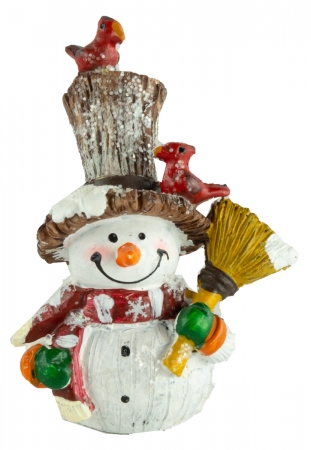 Bezaubernde Schneemänner mit Vögeln 2er Set ca. 8 cm - Weihnachtsdekoration