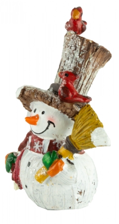 Bezaubernde Schneemänner mit Vögeln 2er Set ca. 8 cm - Weihnachtsdekoration