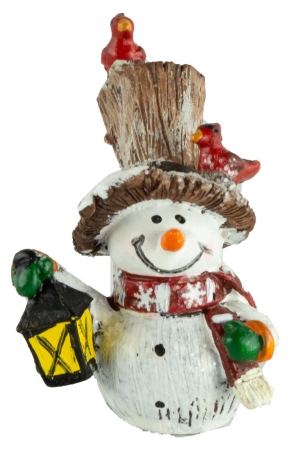 Bezaubernde Schneemänner mit Vögeln 2er Set ca. 8 cm - Weihnachtsdekoration