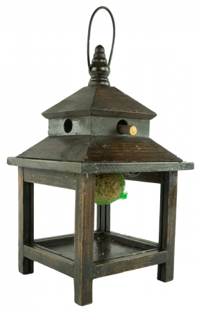 Handgefertigtes Vogelfutterhaus dunkelbraun, ca. 33 cm