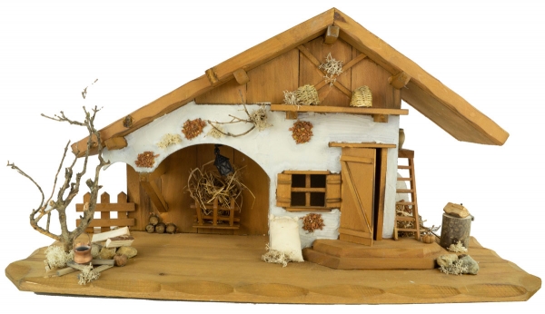 Festliche Weihnachtskrippe Basel inkl. 12-tlg. Figurensatz K 650-9, Maße Krippe: ca. 55 x 20 x 28 cm