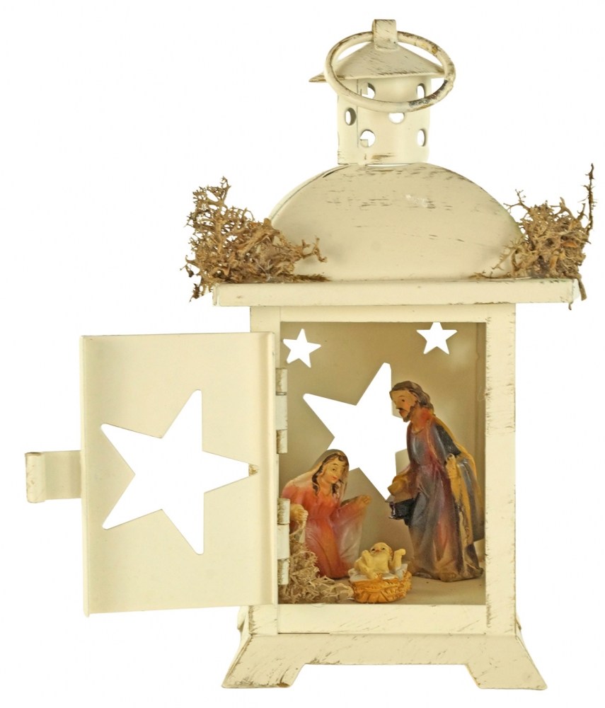 Besondere Laternenkrippe 2er Set inkl. 3-tlg. Figurensatz