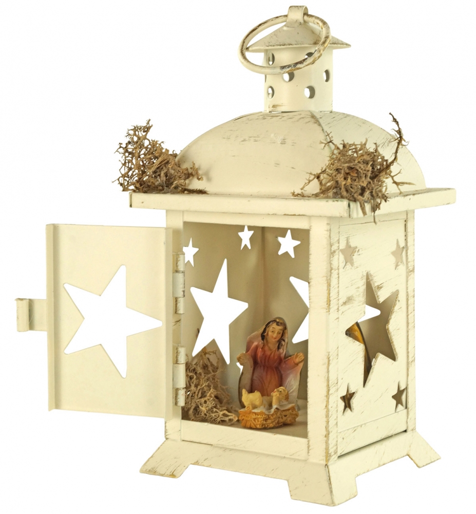Besondere Laternenkrippe 2er Set inkl. 3-tlg. Figurensatz