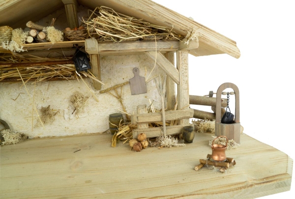 Prachtvolle Weihnachtskrippe Schwabach inkl. 12-tlg. Figurensatz K 186, Maße Krippe: ca. 55 x 25 x 28 cm