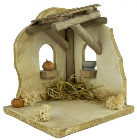 Kleine Weihnachtskrippe Selb inkl. heiliger Familie K 132-01, Maße: ca. 12.5 x 12.5 x 15 cm