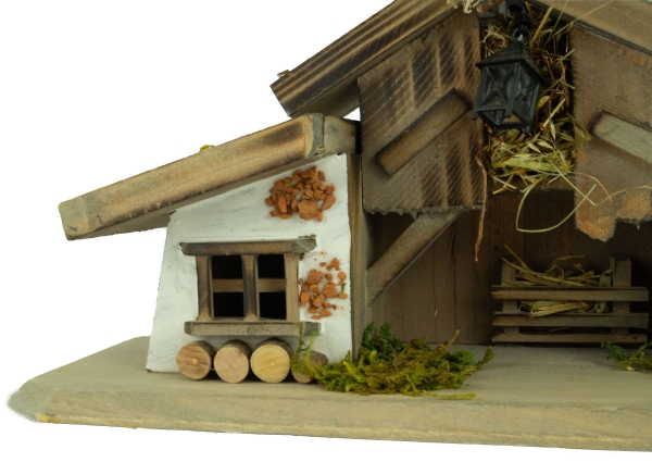 Traditionelle Weihnachtskrippe Winn inkl. 11-tlg. Figurensatz K 111, Maße Krippe: ca. 30 x 10 x 14 cm