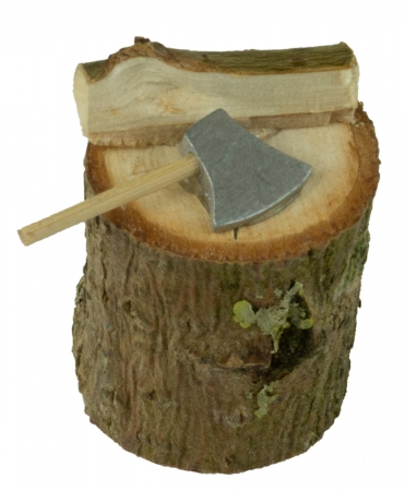 Hackstock mit Axt - Krippenzubehör, ca. 5 cm