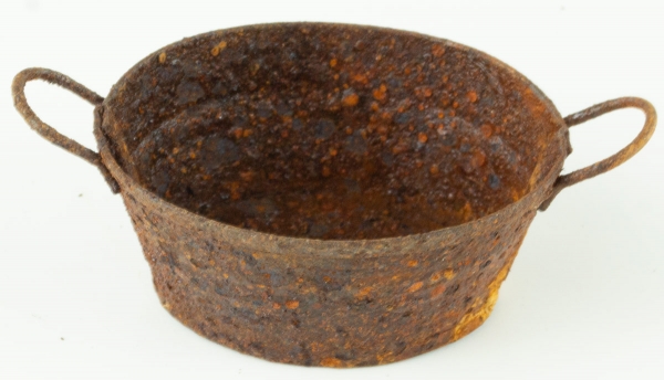 große Wanne oval rostig - Krippenzubehör, ca. 2 cm