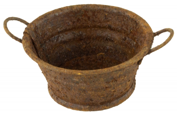 große Wanne rund rostig - Krippenzubehör, ca. 2 cm
