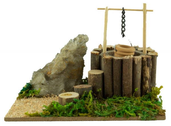 Holz-Ziehbrunnen - Krippenzubehör, ca. 8 x 11 x 8 cm