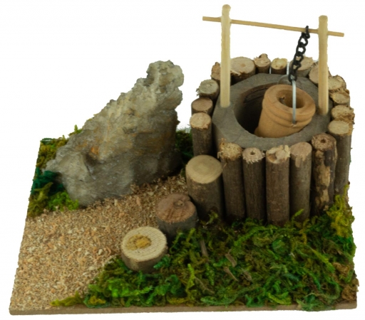 Holz-Ziehbrunnen - Krippenzubehör, ca. 8 x 11 x 8 cm